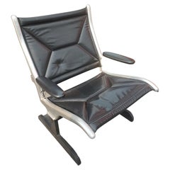 Mid-Century Modern Airport Tandem Seat by Eames Aluminum with Leather 