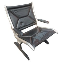 Mid-Century Modern Airport Tandem Seat by Eames Aluminum with Leather