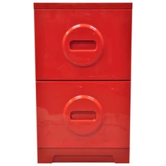 Vintage Mid-Century Modern Akro-Mils Red "Lego" Molded Plastic Home Office File Cabinet