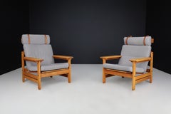 Mid Century Modern Aksel Dahl Oak Lounge Chairs for K.P. Møbler in Denmark 1972