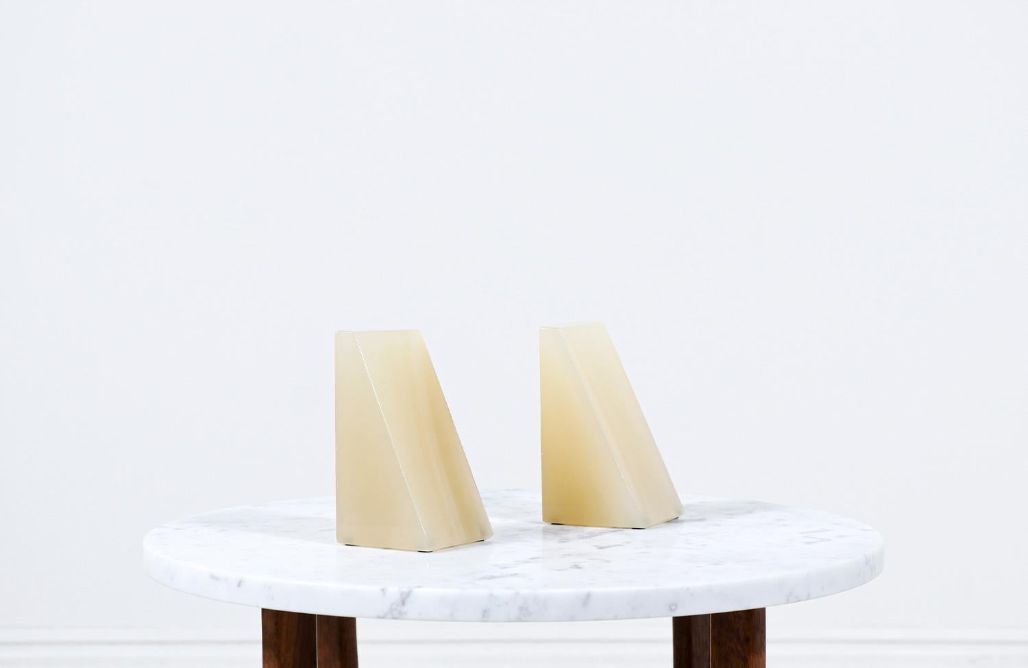 Mid-Century Modern Alabaster Bookends In Excellent Condition In Los Angeles, CA