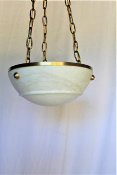 Mid Century /Modern Alabaster  Chandelier , Brass Hdwy