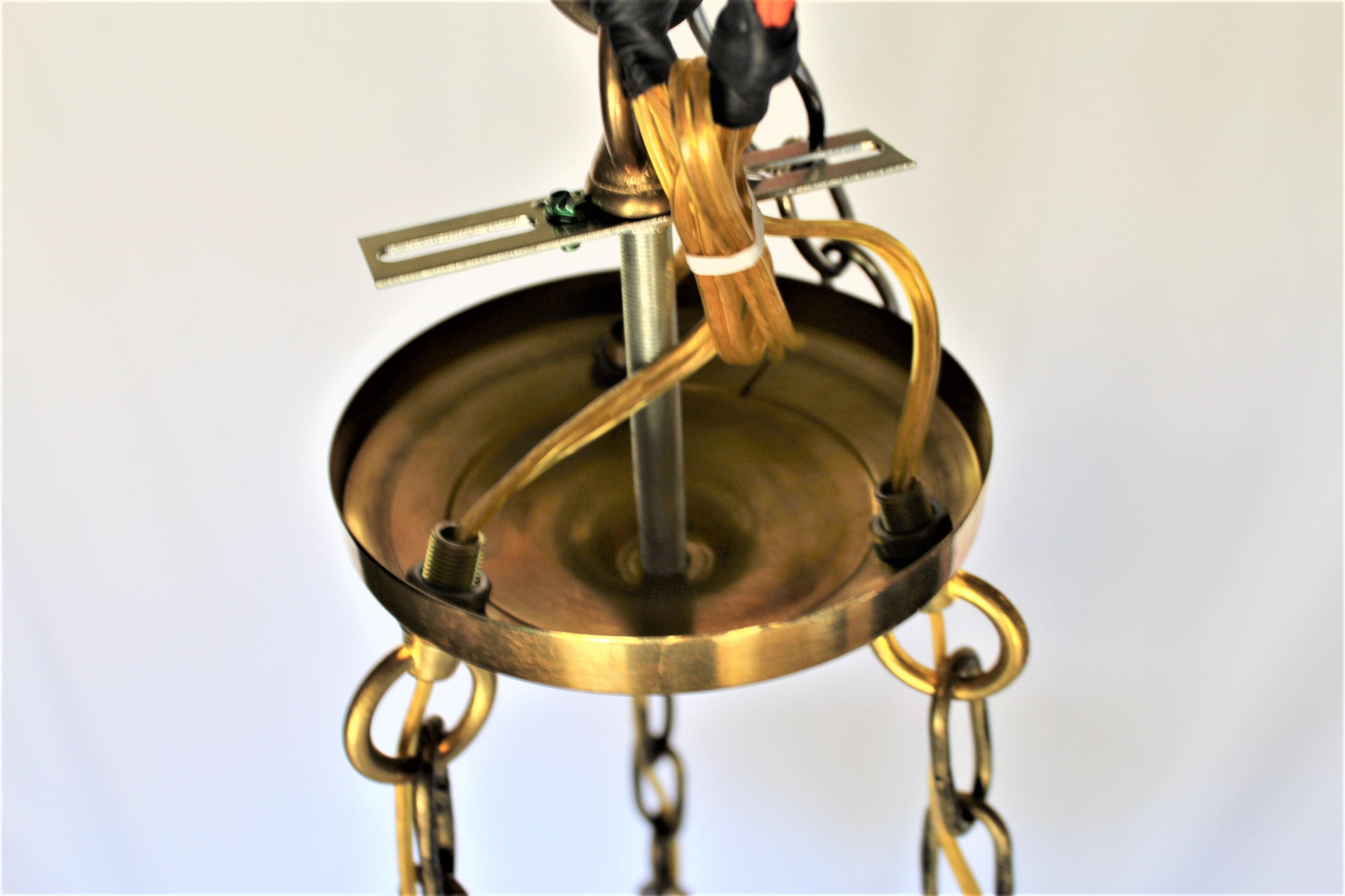American Mid Century /Modern Alabaster  Chandelier , Brass Hdwy For Sale