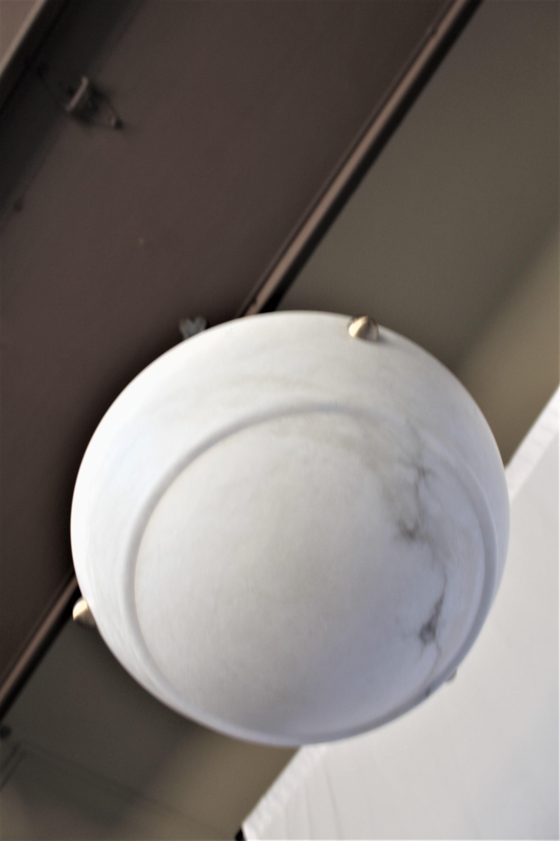 Mid Century /Modern Alabaster  Chandelier , Brass Hdwy For Sale 2