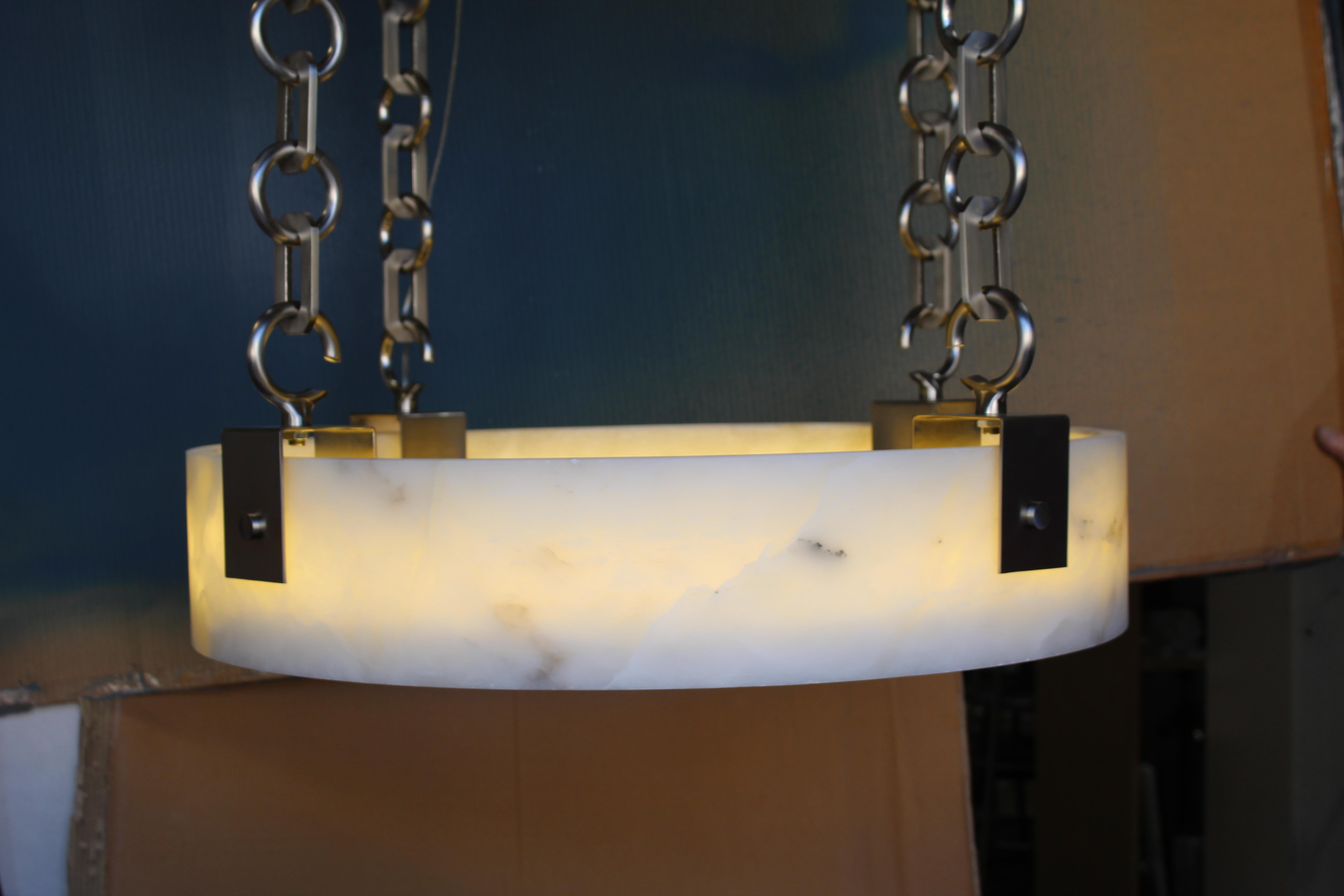 Mid-Century Modern Mid Century Modern Alabaster Chandelier Custom For Sale