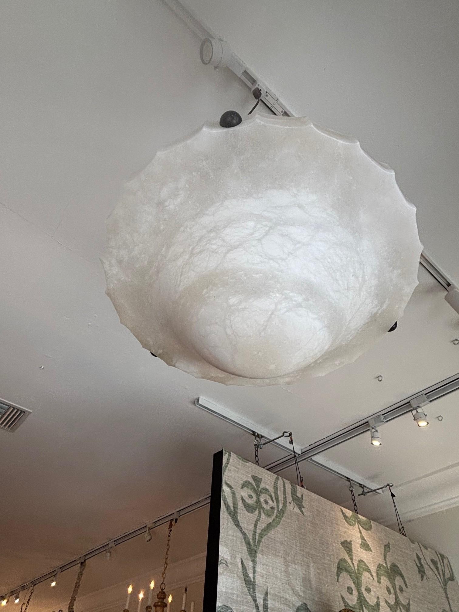 Lampadario in alabastro moderno di metà secolo in vendita 7