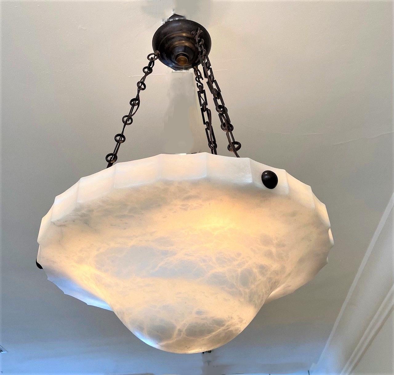 Lampadario in alabastro moderno di metà secolo in vendita 8