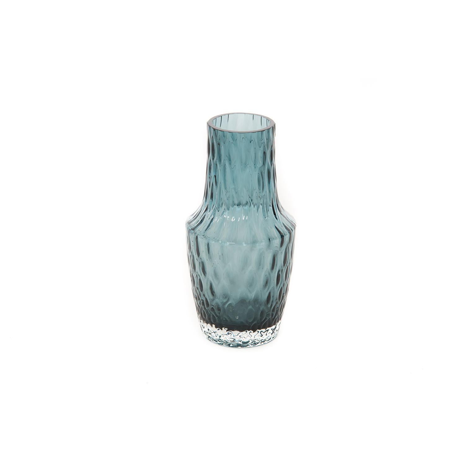 Slate blue Finnish modern vase with dimples. Perfect for your favourite fresh cut flowers!