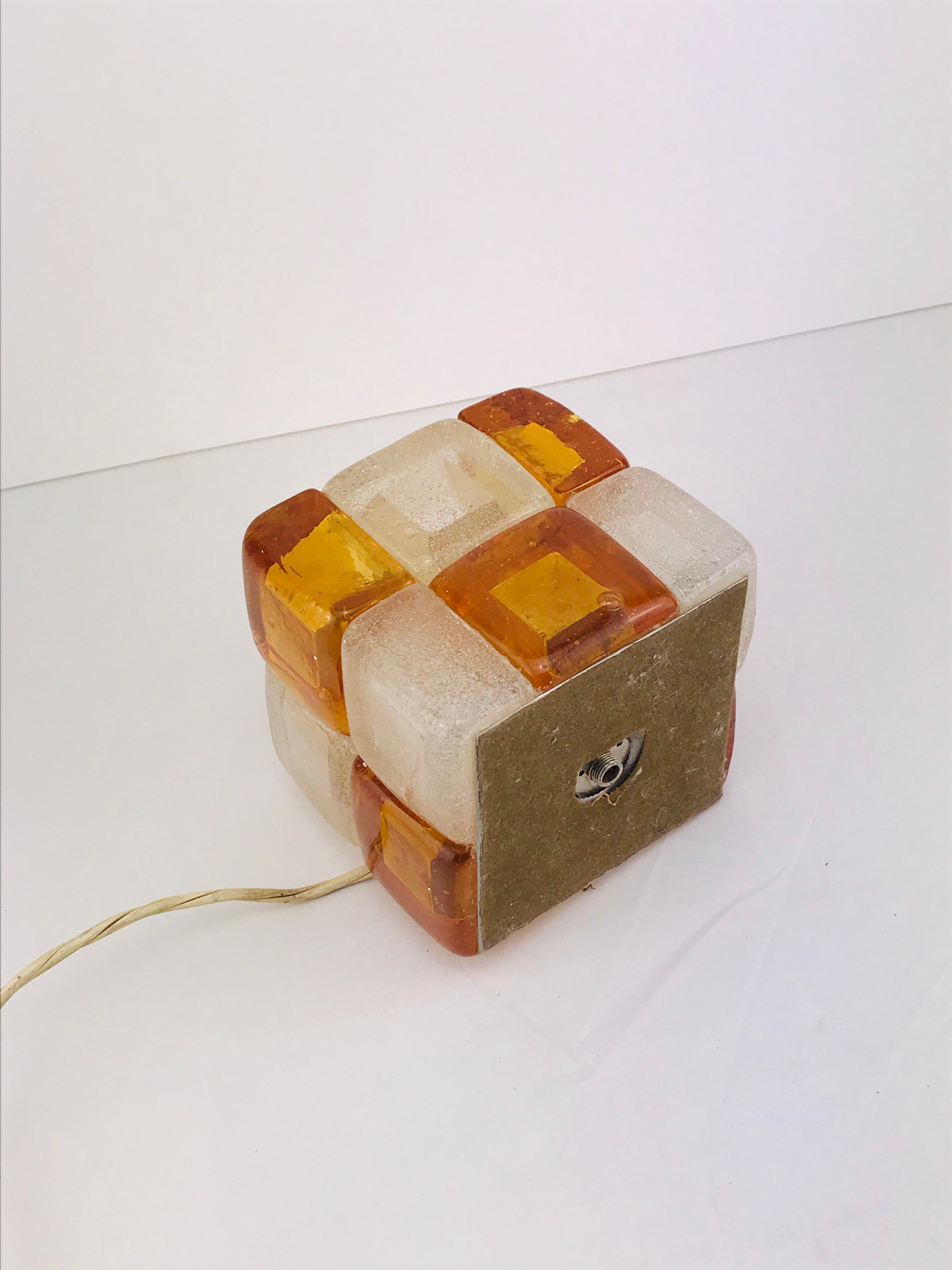 Mid-20th Century Mid-Century Modern Albano Poli for Poliarte Orange Murano Glass Cube Lamp, 1960s
