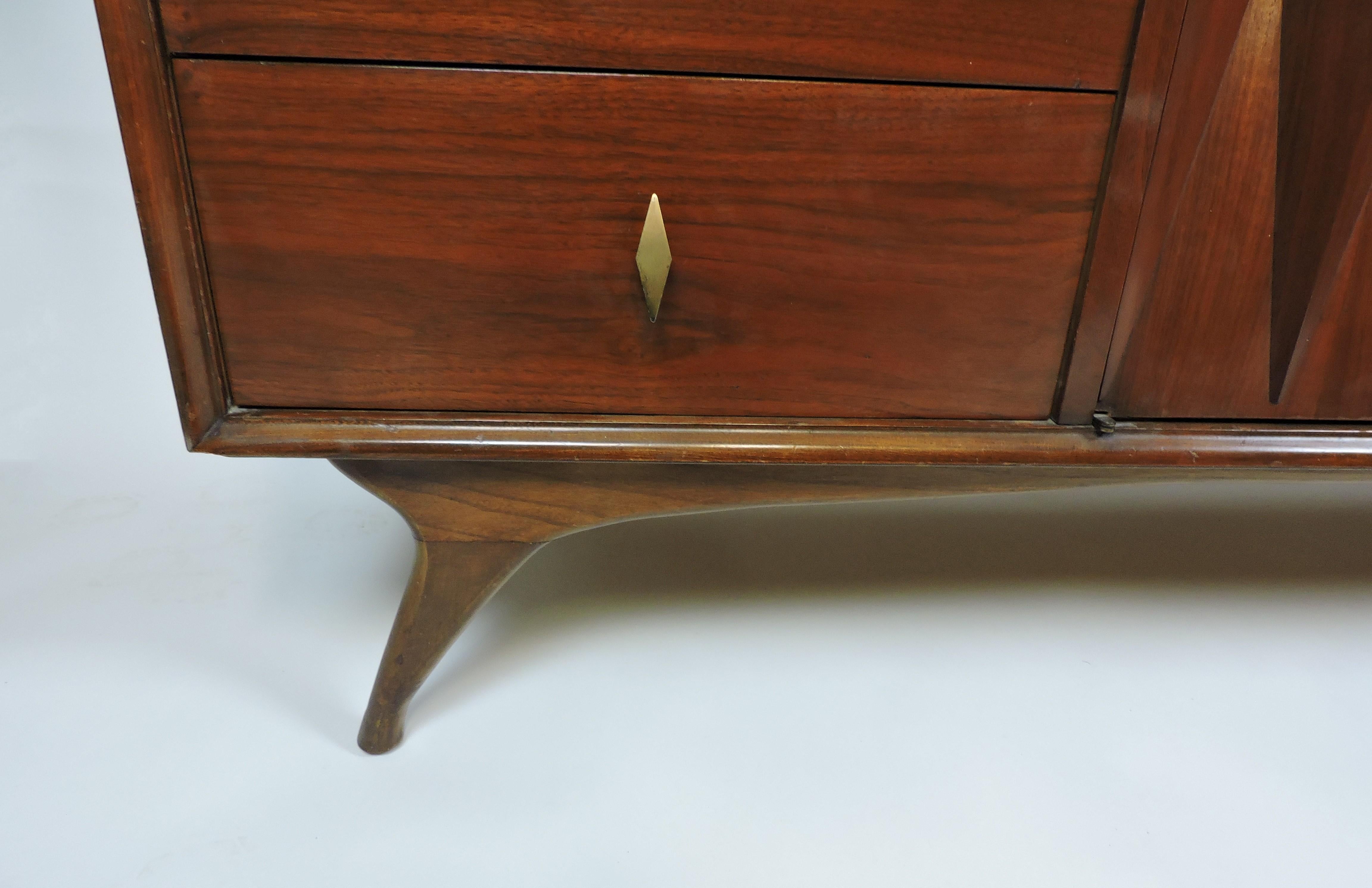 Mid-Century Modern Albert Parvin Walnut Diamond Front Credenza Dresser 7