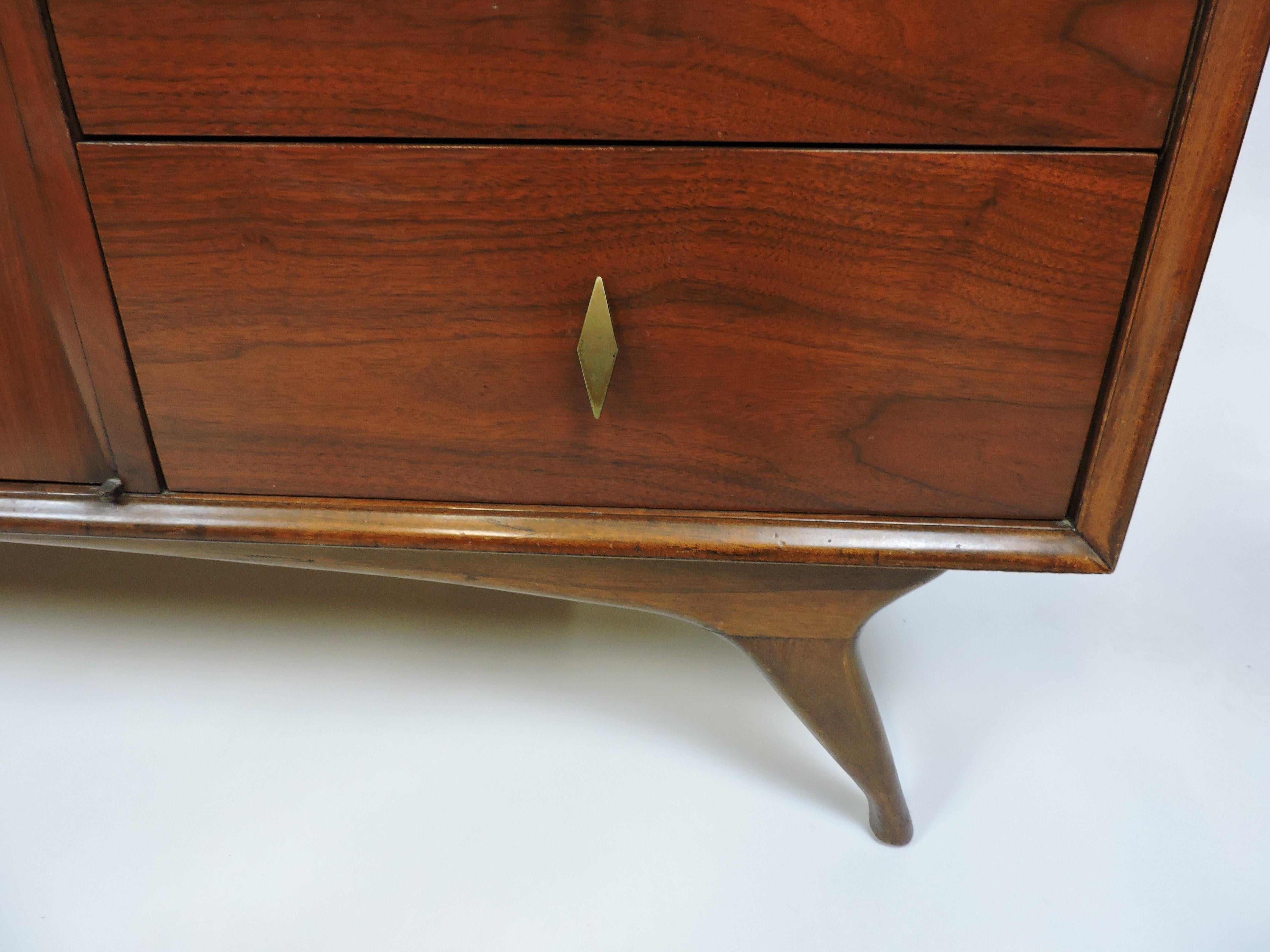Mid-Century Modern Albert Parvin Walnut Diamond Front Credenza Dresser 8