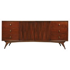 Mid-Century Modern Albert Parvin Walnut Diamond Front Credenza Dresser