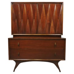 Mid-Century Modern Albert Parvin Walnut Diamond Front Highboy Dresser