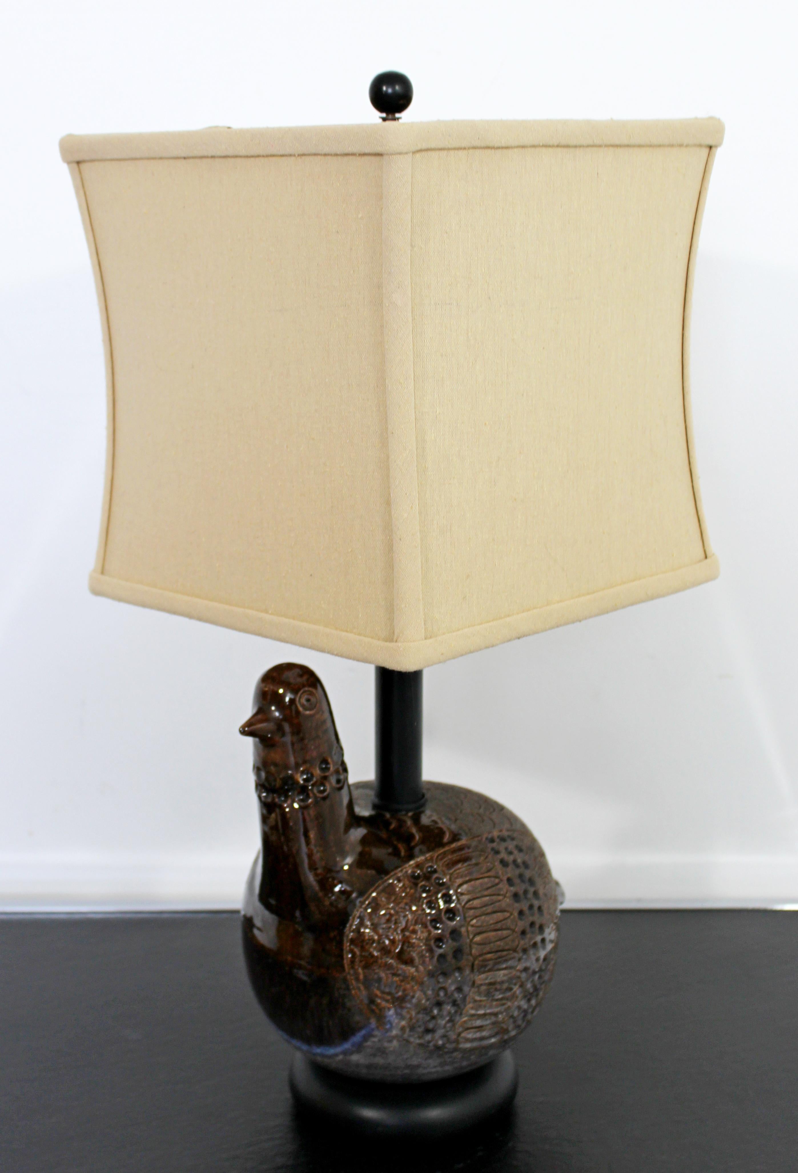 Italian Mid-Century Modern Aldo Londi Bitossi Ceramic Partridge Table Lamps, Italy 1960s