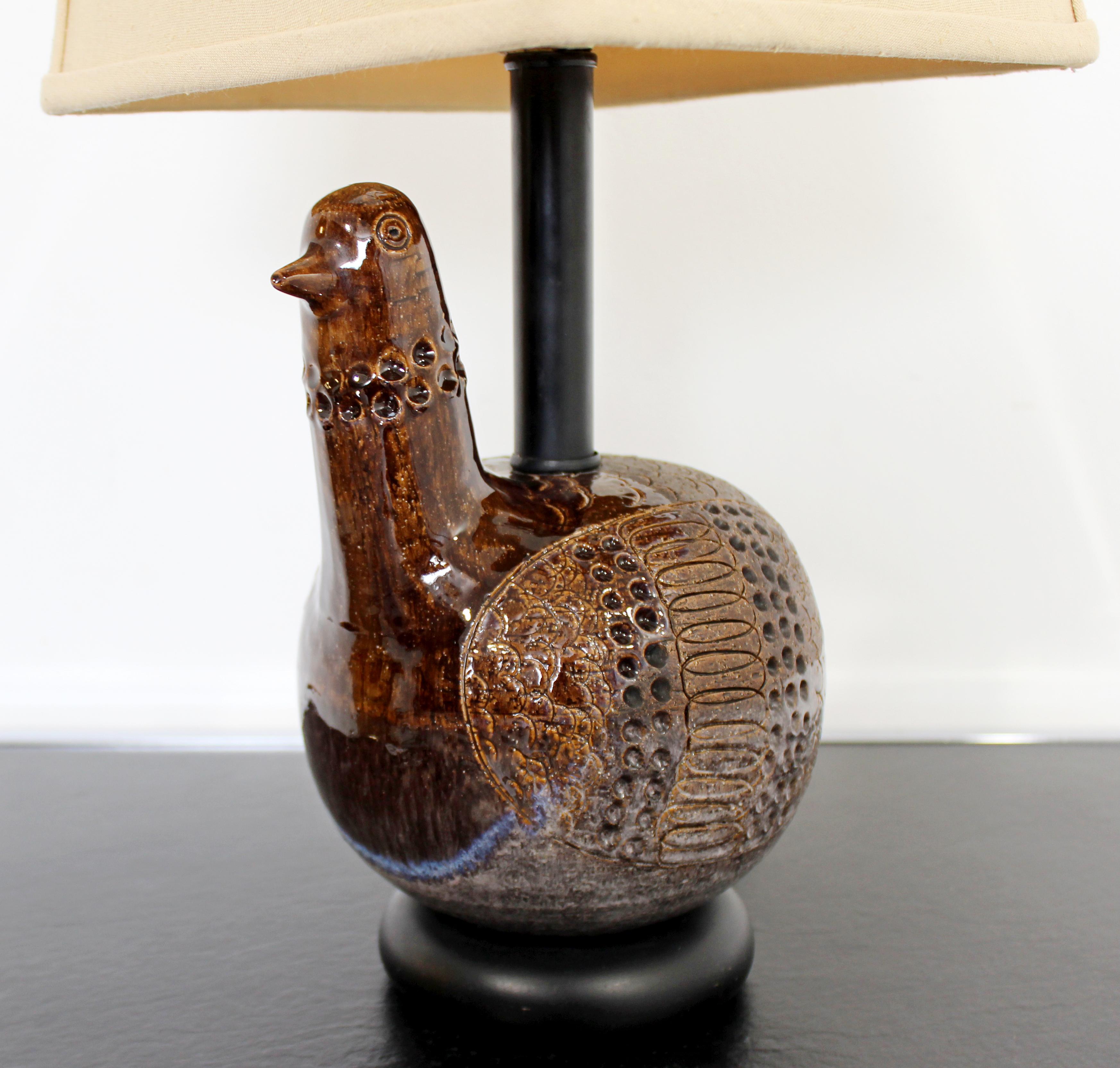 Mid-Century Modern Aldo Londi Bitossi Ceramic Partridge Table Lamps, Italy 1960s In Good Condition In Keego Harbor, MI