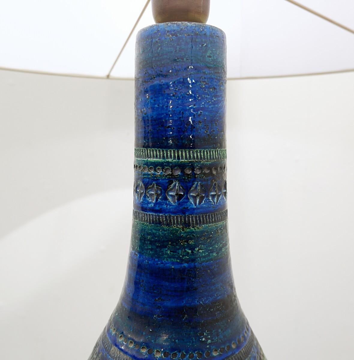 Italian Mid-Century Modern Aldo Londi for Bitossi 'Rimini Blue' Pottery Table Lamp, 1960 For Sale