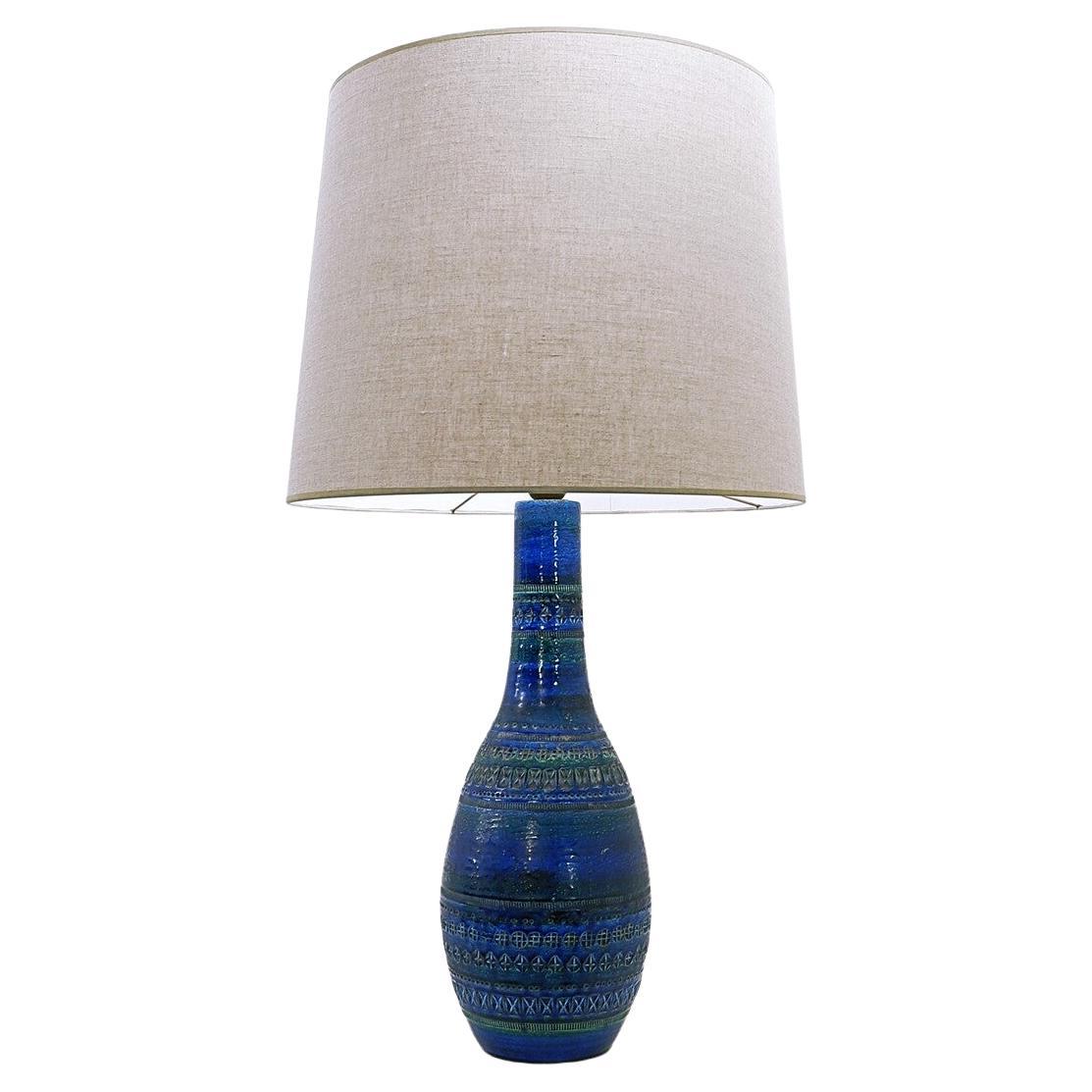 Mid-Century Modern Aldo Londi for Bitossi 'Rimini Blue' Pottery Table Lamp, 1960 For Sale