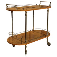 Mid- Century Modern Aldo Tura Brass & Lacquered Goatskin Bar Cart / Serving