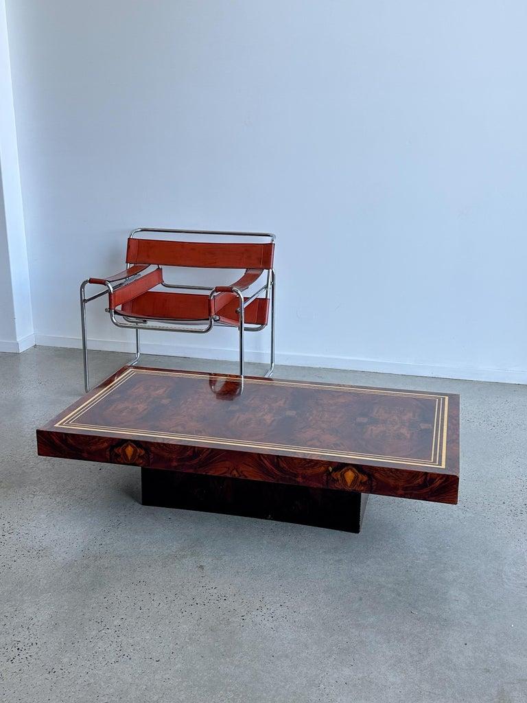 Milieu du XXe siècle Table basse à plateforme flottante Aldo Tura, moderne du milieu du siècle dernier, en bois de ronce, 1950 en vente