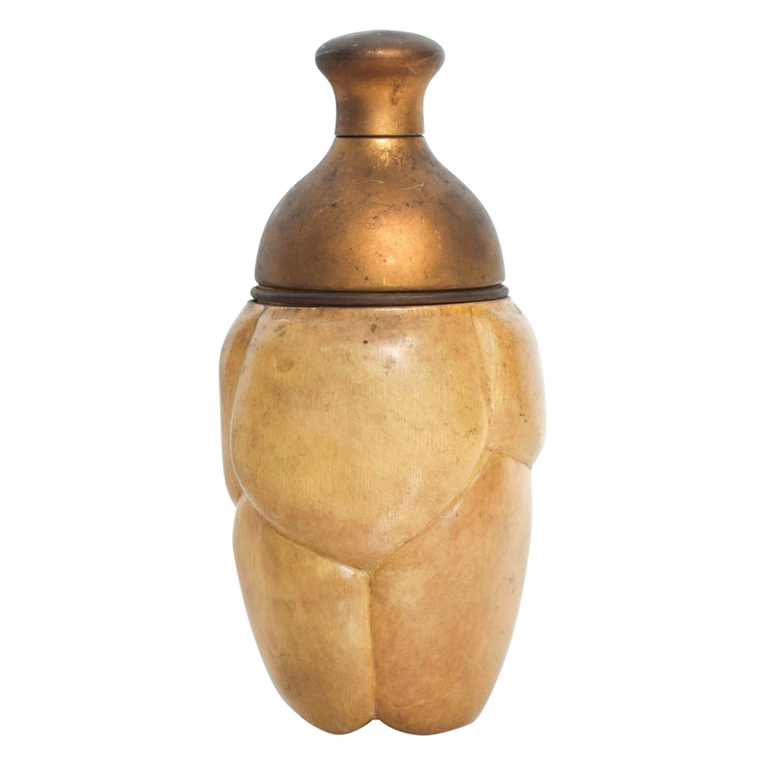 Mid-Century Modern Aldo Tura Drink Shaker in Goatskin and Brass