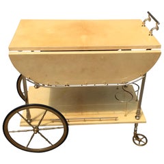Mid-Century Modern Aldo Tura Lacquered Goatskin Bar Cart, 1960s