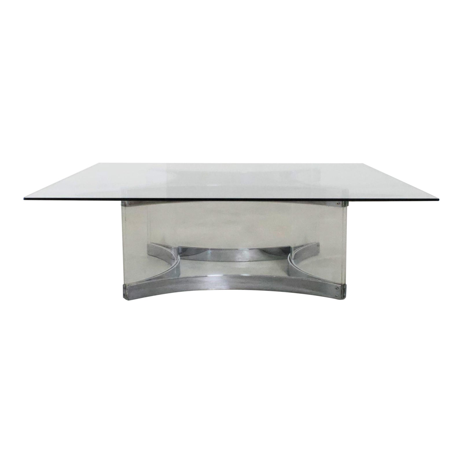 Mid-Century Modern Alessandro Albrizzi Chrome & Lucite Coffee Cocktail Table For Sale