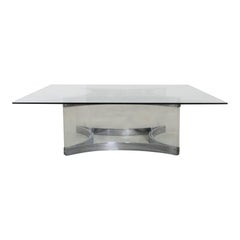 Mid-Century Modern Alessandro Albrizzi Chrome & Lucite Coffee Cocktail Table
