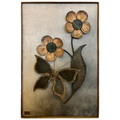 Mid-Century Modern Alex Kovacs Patinated Brass Wall Art Sculpture 1972 Signed