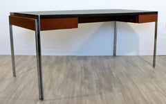 Mid-Century Modern Alexis Yermakov Leather Top Executive Desk Rosewood Steel