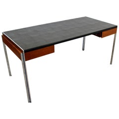 Mid-Century Modern Alexis Yermakov Leather Top Executive Desk Rosewood Steel