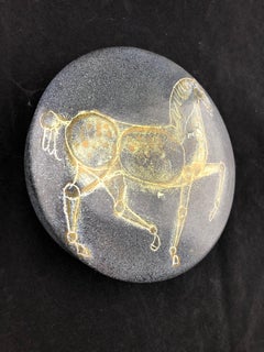 Mid-Century Modern Alfaraz Spain Lidded Bowl with Horse Decor