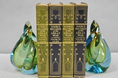 Siècle Moderne Alfredo Barbini Murano Italie Verre d'Art Bleu Serre-livres Flamme