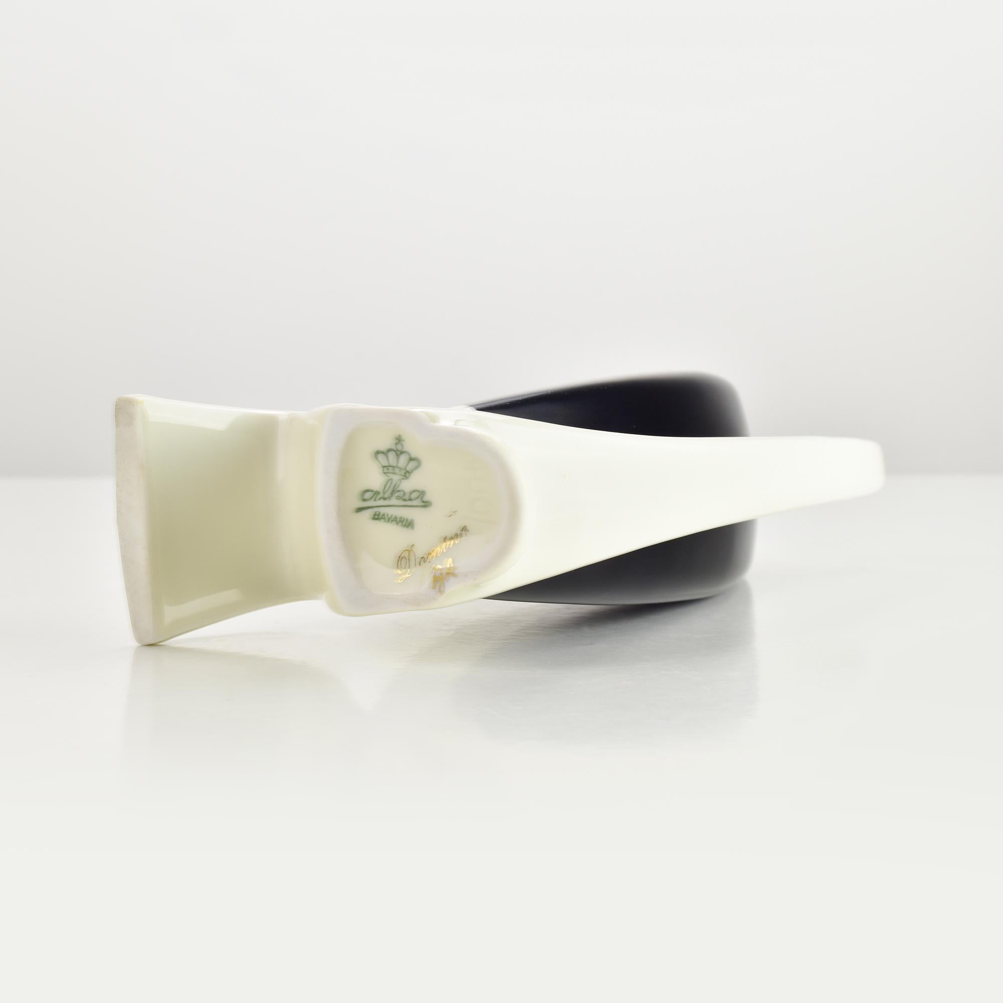 Mitte des Jahrhunderts Modern Alka Kunst Bavaria Schwarz-Weiß-Porzellan Krug Vase 1950s (20. Jahrhundert) im Angebot