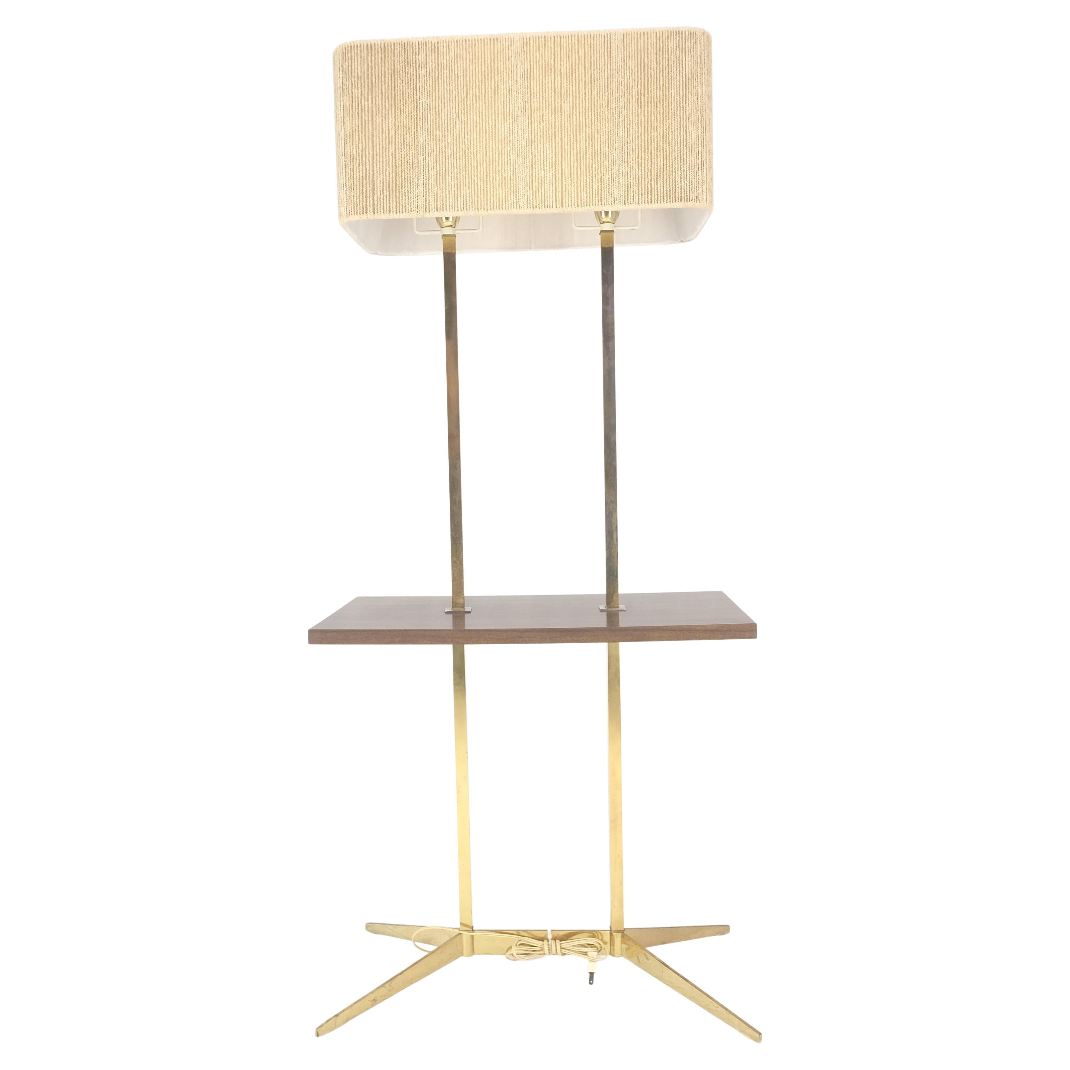 Mid Century Modern Todo Latón Macizo Mesa Rectangular Lámpara de Pie Estilo McCobb 