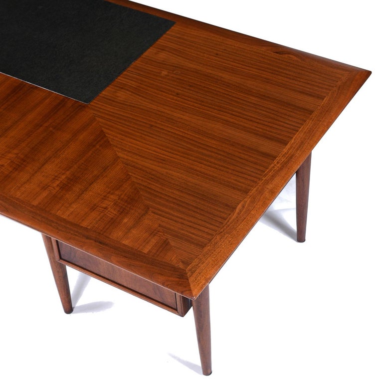Mid-20th Century Mid-Century Modern Alma Castilian Walnut Executive Desk For Sale
