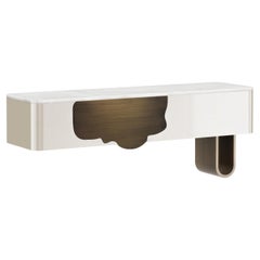 Mid-Century Modern Alma Console Table, Onyx, Brass, Handmade by Greenapple