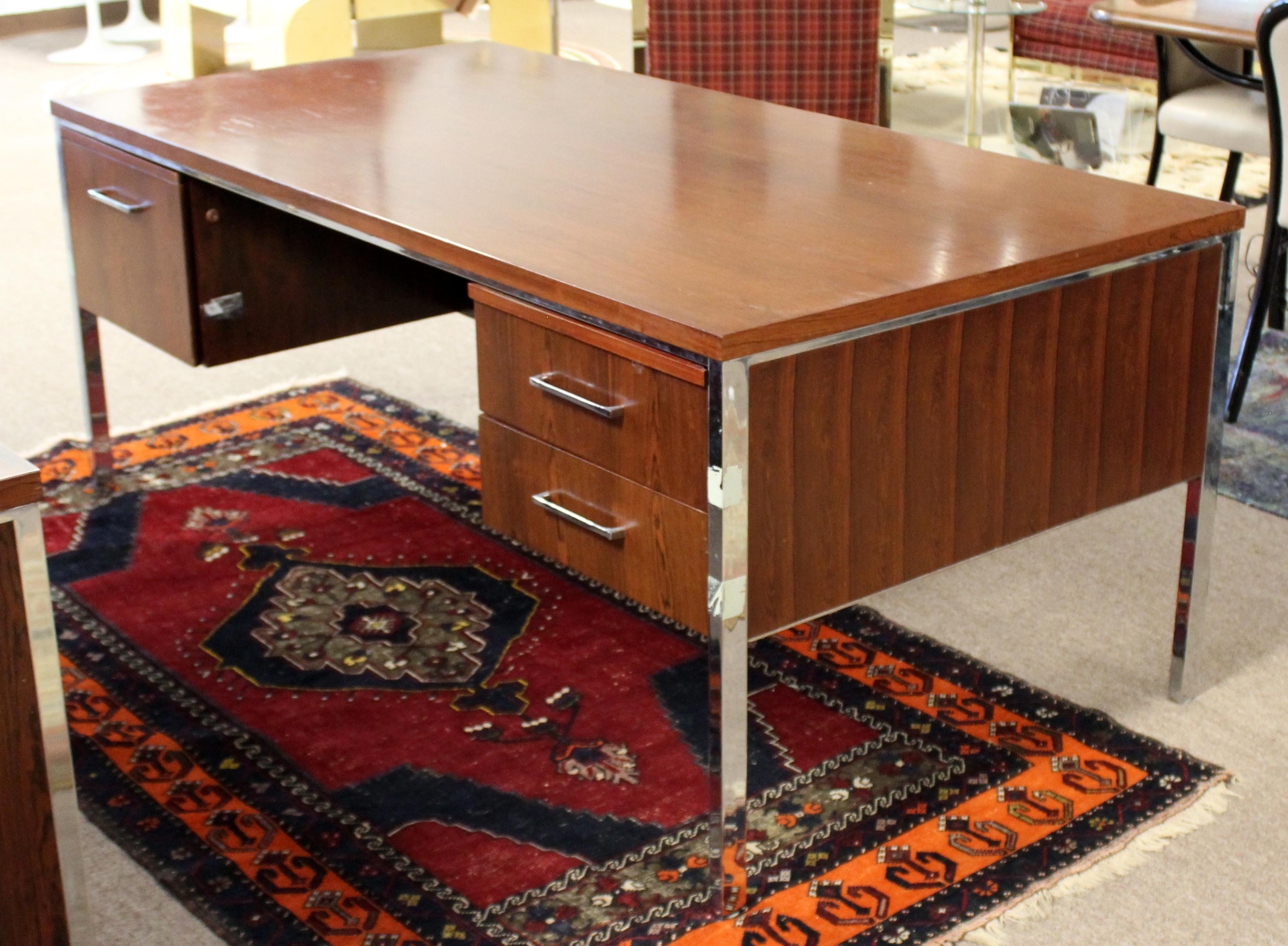 Mid-Century Modern Alma Rosewood Executive Desk and Credenza File Cabinet, 1960s 5