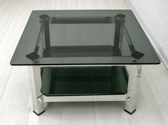 Mid-Century Modern Aluminum and Glass Coffee Table, 1970