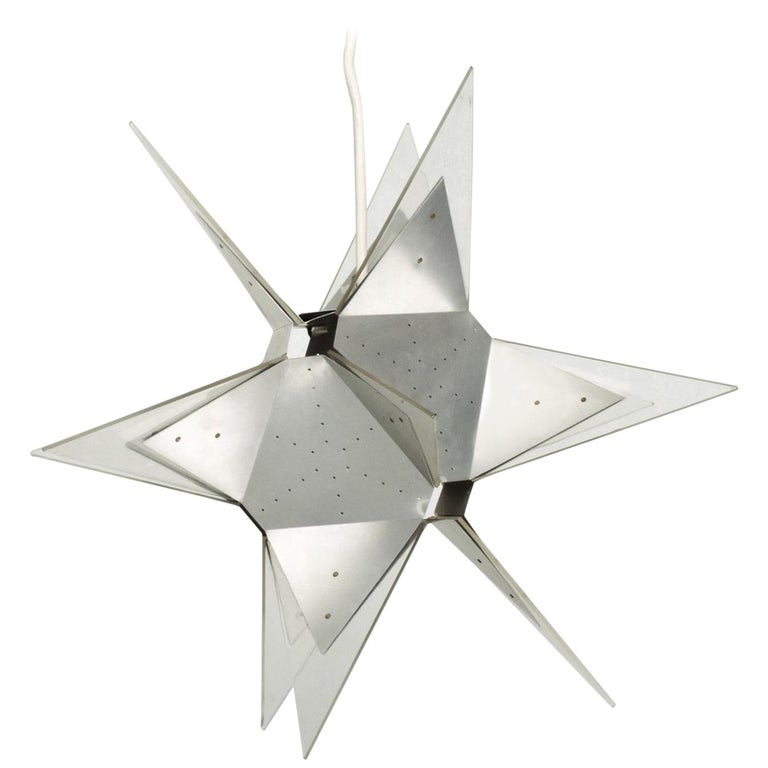 Mid Century Modern Aluminium And, Black Moravian Star Table Lamp