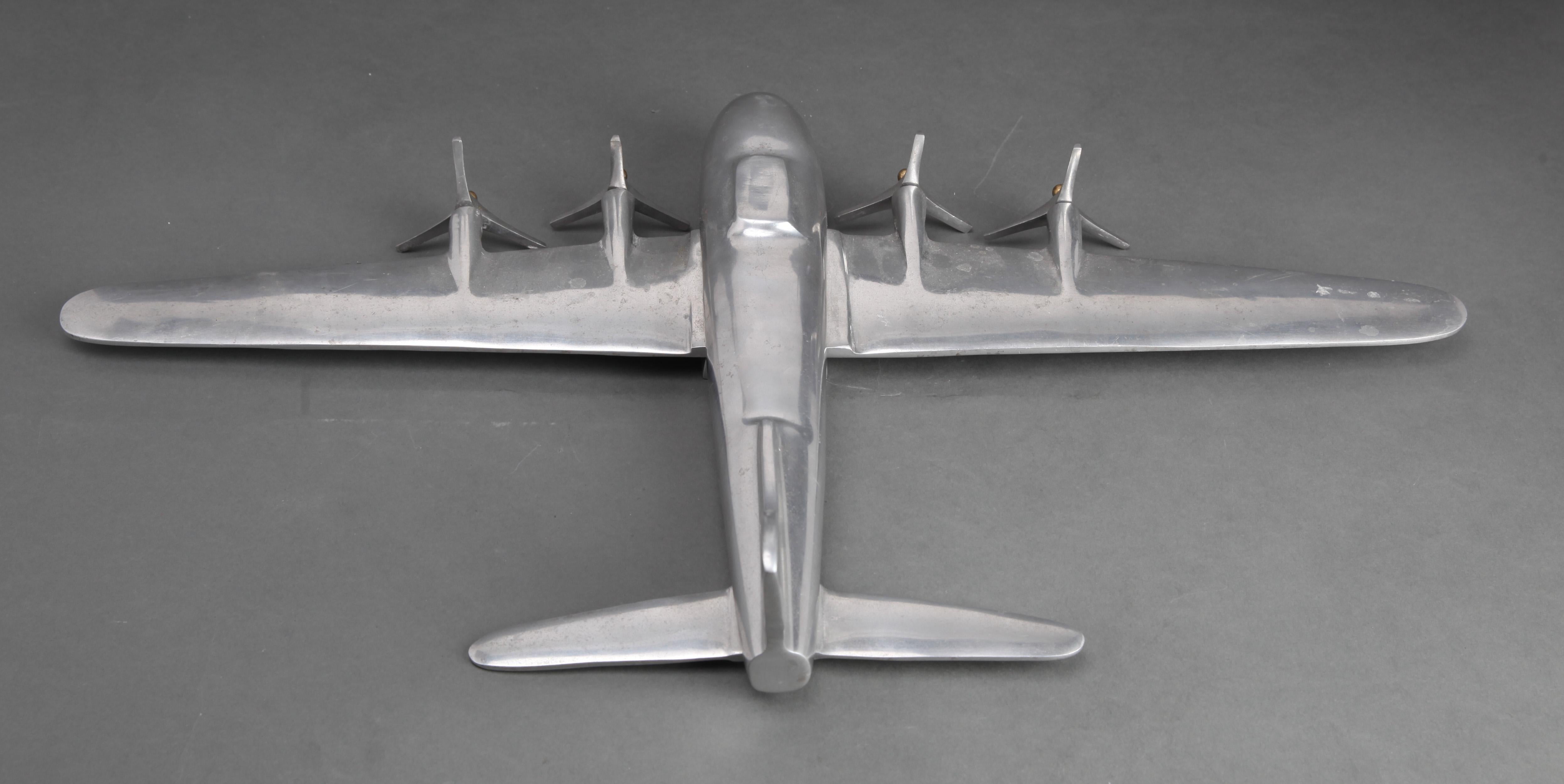 Mid-Century Modern Aluminum Airplane Model In Good Condition In Astoria, NY