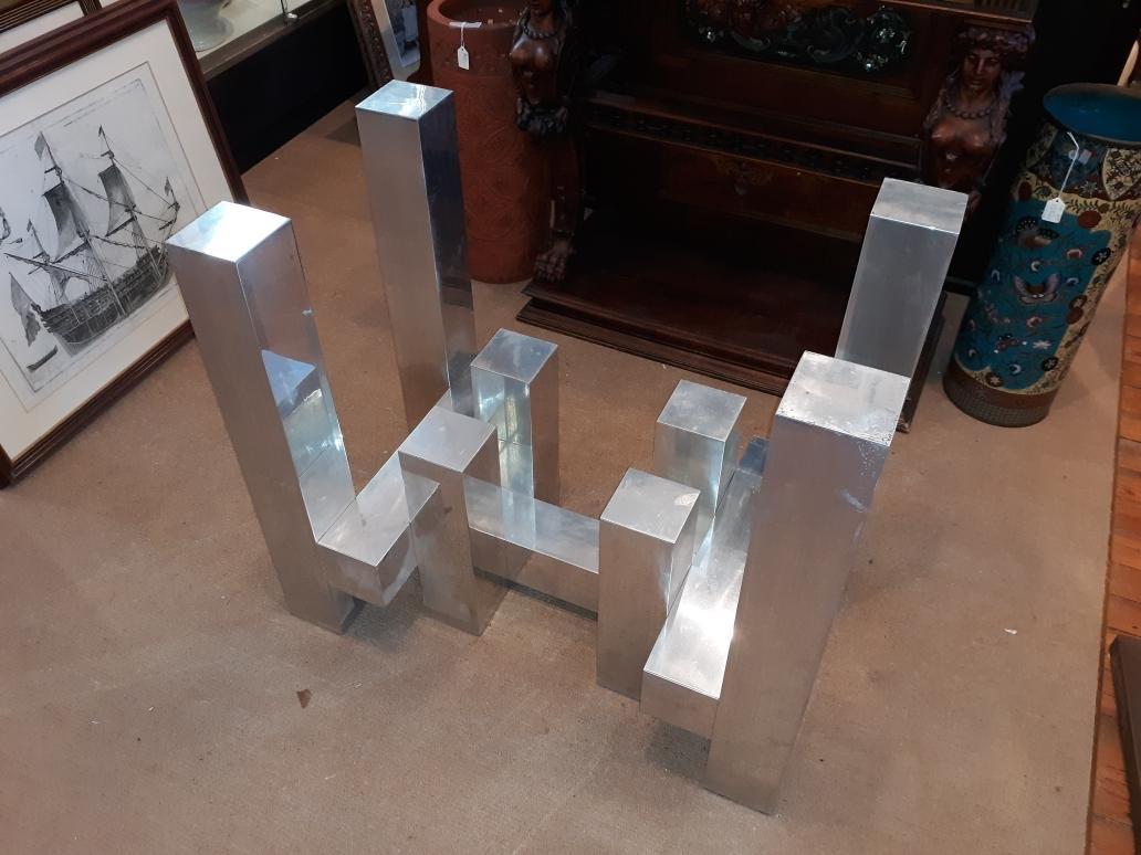 Mid-Century Modern Aluminum and Glass Cityscape Table  In Good Condition In Lambertville, NJ