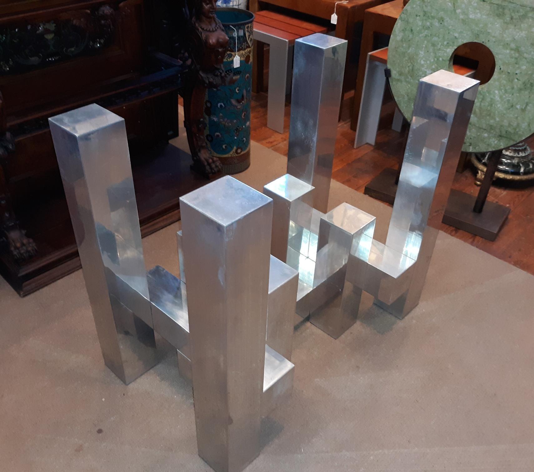 20th Century Mid-Century Modern Aluminum and Glass Cityscape Table 