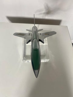 Mid Century Modern Aluminum and Lucite Fighter Jet / Desk accessory / Sculp[ture
