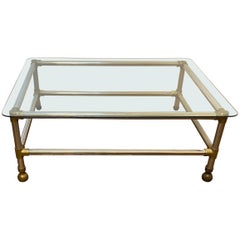 Midcentury/Modern Aluminum, Brass and Glass Coffee Table