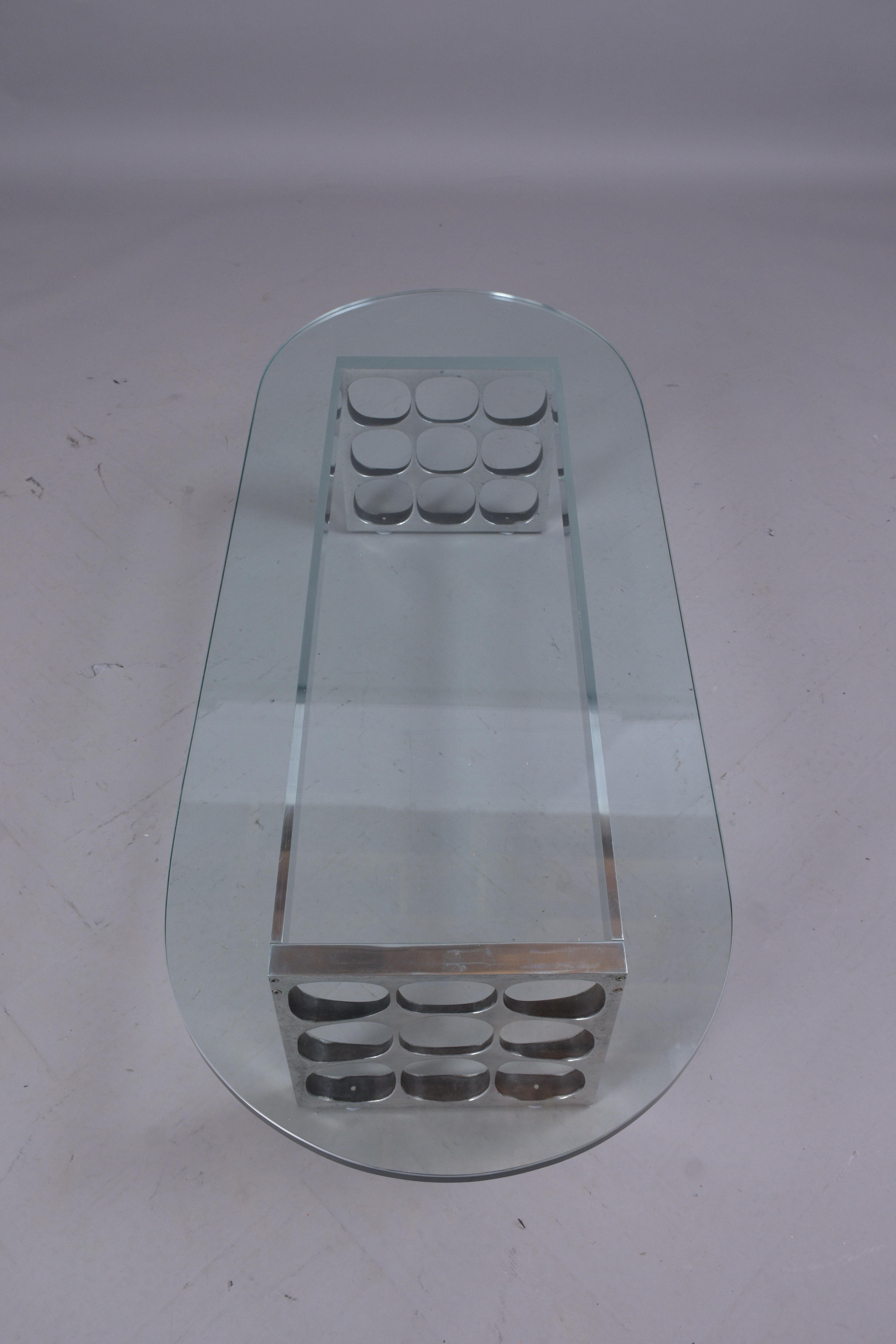 Mid-Century Modern Metall Glas Couchtisch (amerikanisch) im Angebot