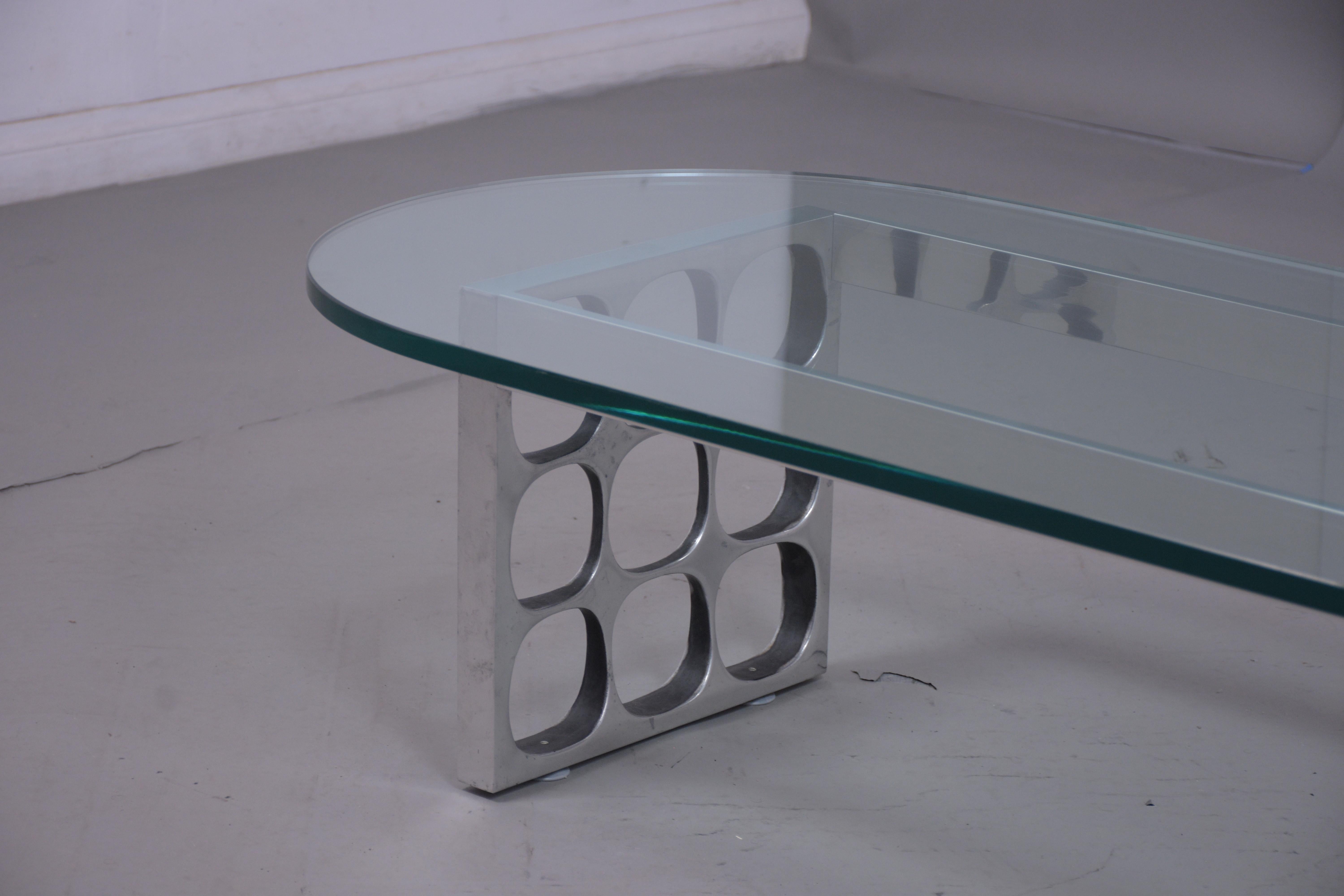 Mid-Century Modern Metal Glass Coffee Table For Sale 3