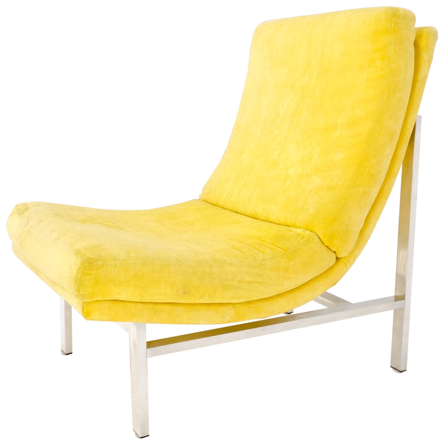 Silla moderna de mediados de siglo con estructura de aluminio y asiento abatible Baughman Decor