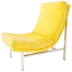Fauteuil de salon à assise en forme de coupe en aluminium, design Baughman, moderne du milieu du siècle dernier