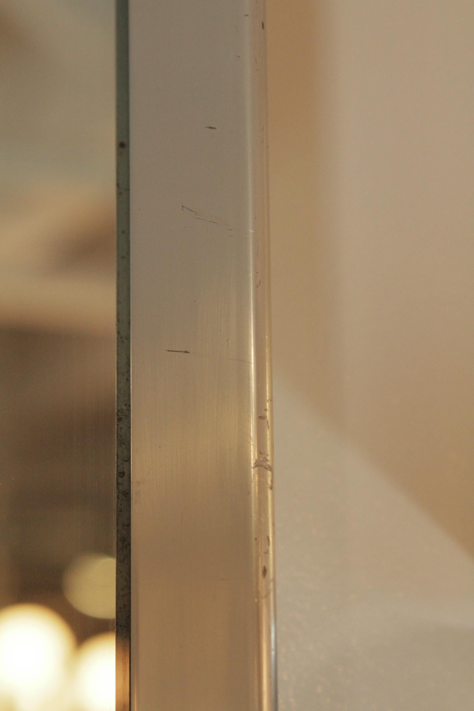 American Mid-Century Modern Aluminum Framed Mirror