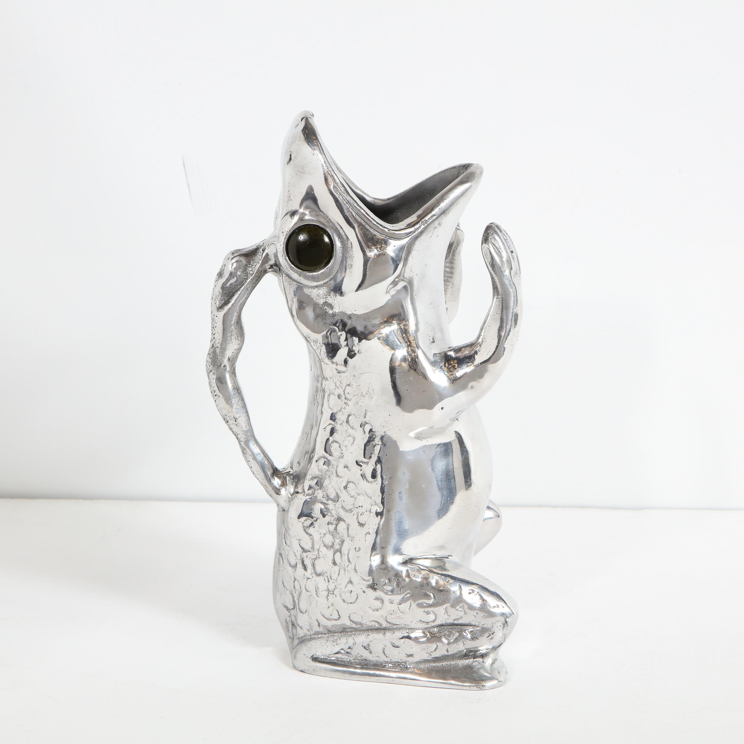 American Mid-Century Modern Aluminum Frog Pitcher Signed by Arthur Court